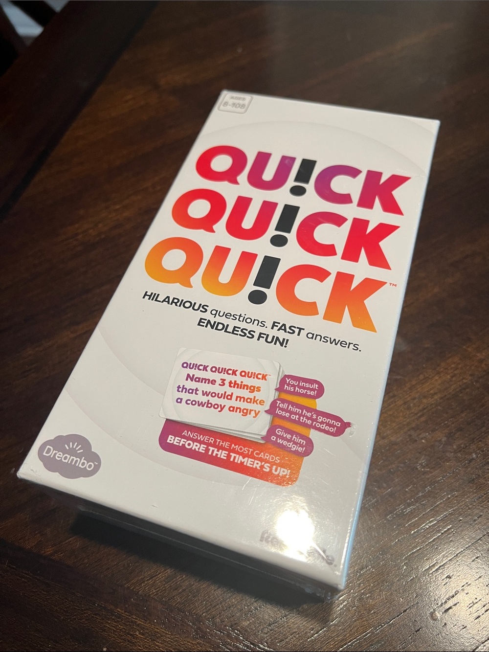 Quick Quick Quick Party Card Game - White with Gradient Logo